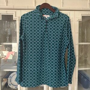 Jude Connally Geo Chain Link Green Quarter Zip Popover Size Large